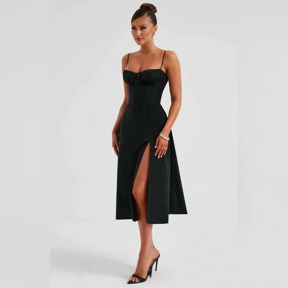 BABYBOO DEANNA MIDI DRESS - BLACK - Picture 3 of 5